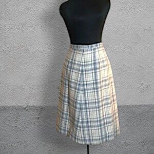 Vintage Girls Pendleton Woolen Mills Blue Beige Purple A-Line Midi Skirt Size 14